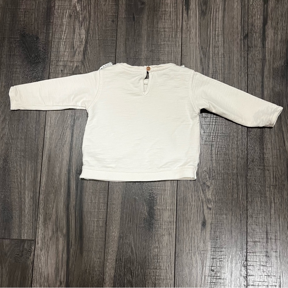 Zara Cream Ivory Ruffled Long Sleeve Shirt Sweater - Picture 4 of 6